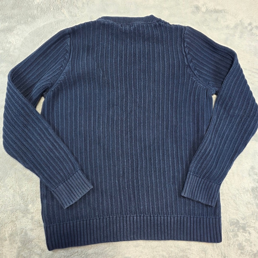 L.L.Bean Blue‎ Sweater Ribbed Cotton Crew Neck Long Sleeve Navy Women Medium - Picture 3 of 10